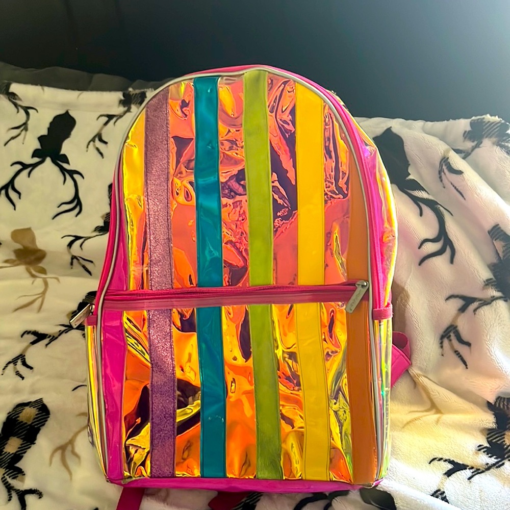 Boutique holographic Pink(multi) back pack girls/teen, used
